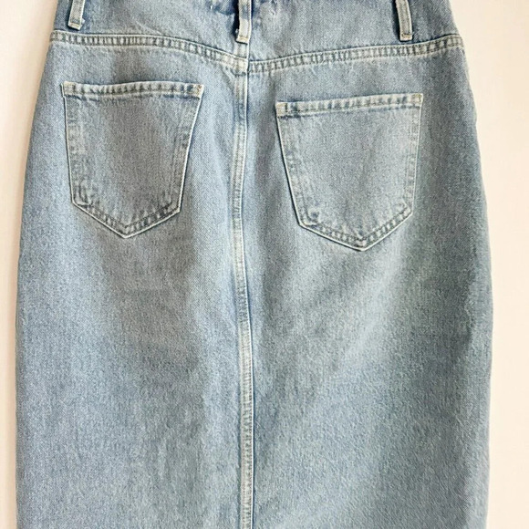 Zara Medium  Wash Maxi Denim JEan Skirt Button fly M - Picture 7 of 7